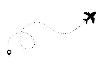 Airplane is in a dotted line. The waypoint is for a tourist trip