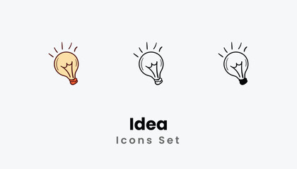 Idea hand draw doodle Icons thin line and glyph vector icon stock illustration