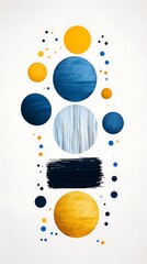 Abstract Gold Blue White Circles Rectangles Texture Modern Art Design