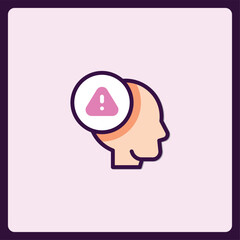 Minimalistic head with exclamation mark icon representing potential warning