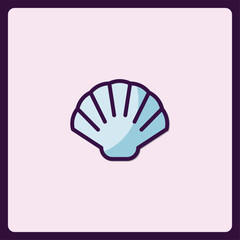 Minimalist seashell icon with pastel shades and clean design elements