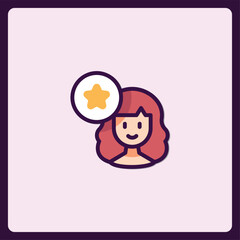Charming redhead icon radiating positivity with a golden star halo effect