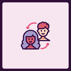 Colorful Icon Illustration Depicting Interaction Between Two People