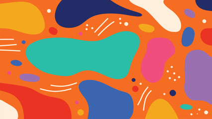 Bright abstract composition featuring smooth fluid shapes and vivid colors. A modern artistic background ideal for creative graphics, digital art, branding, packaging, posters, and web design.