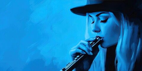 Woman playing harmonica