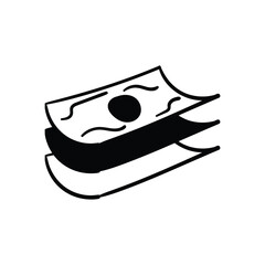 Cash Money hand draw doodle  Vector icon