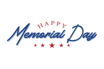 Happy Memorial Day lettering vector illustration, American Memorial Day.