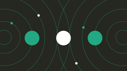 Abstract space themed design with circular orbital paths and planets. A modern digital illustration suitable for cosmic, futuristic, and science-related visual projects. Ideal for backgrounds and web 