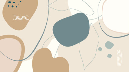 Hand drawn aesthetic background from organic shapes and floral ornaments. It can be used in wedding, engagement and beauty areas.