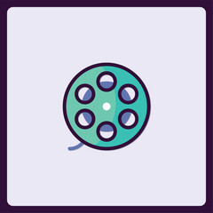 Retro film reel icon evoking cinema nostalgia and creative expression