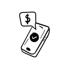Online Payment hand draw doodle  Vector icon