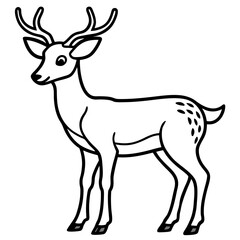Obraz premium a monochrome illustration of a deer with antlers, standing against a clean background
