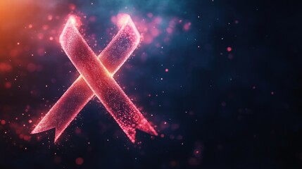 Abstract glowing pink ribbon, awareness symbol.