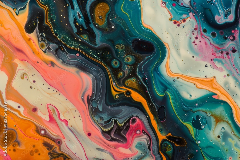 Canvas Prints a vibrant abstract painting with swirling shapes and colors, an abstract composition of melting shap