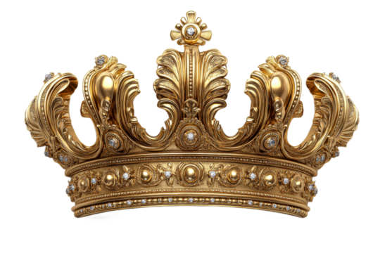 Elegant gold crown with intricate details and jewels