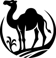 Silhouette of a Camel in a Desert Circle icon design