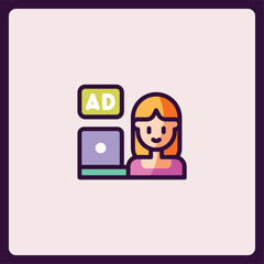 Digital advertising icon representing online marketing and promotion activity