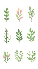 Illustrated leaves arrangement on white background