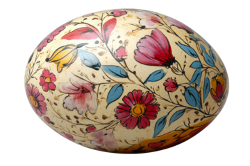 Hand painted decorative egg with floral design art