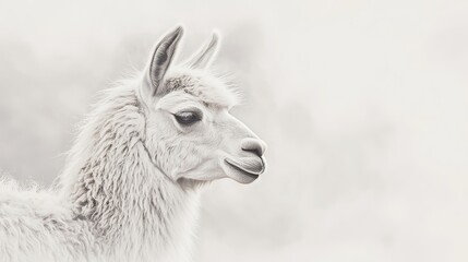 Obraz premium Llama portrait natural habitat animal photography soft light close-up view graceful beauty