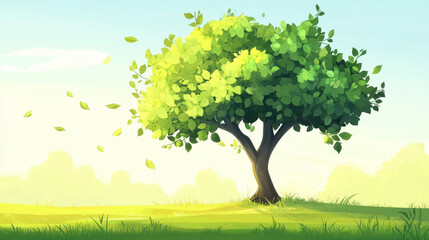 Leaves cartoon green tree vector summer leaf plant background