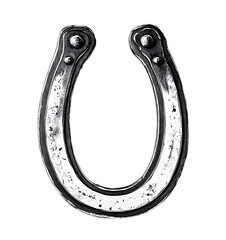 horse shoe engraving black and white outline