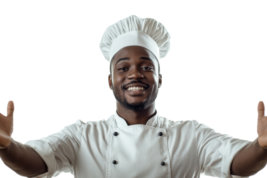 Chef welcoming guests with a friendly smile