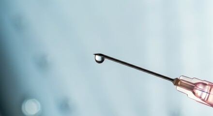 Close-up of needle with water droplet, medical concept