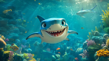 Obraz premium Vector shark character.