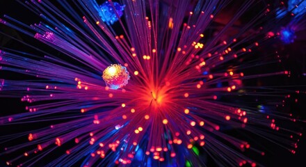 Obraz premium Abstract fiber optic lights in vibrant hues of red, purple, and blue