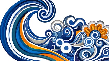 Fototapeta premium Abstract blue wave pattern, design element, white background, ideal for web design, backgrounds