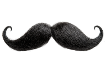 Stylish black mustache on transparent background