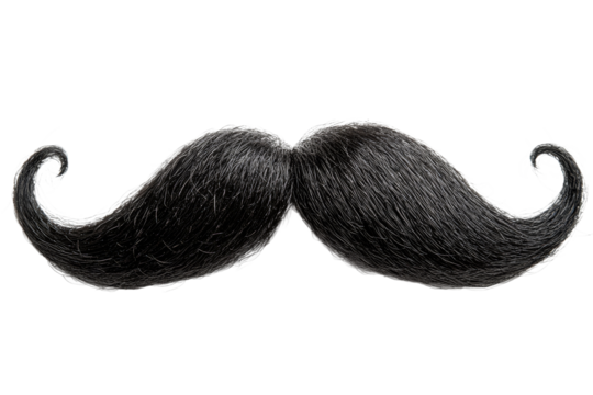 Stylish black mustache on transparent background