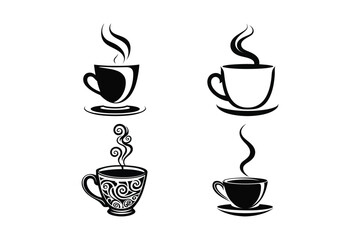 Coffee Cup Silhouette Vector Hot Beverage Mug Clipart for Café & Logo Design