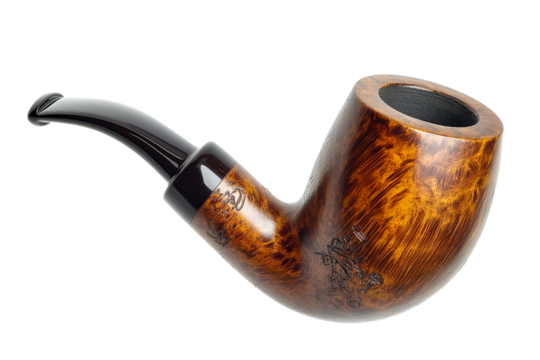 Classic wooden smoking pipe on transparent background