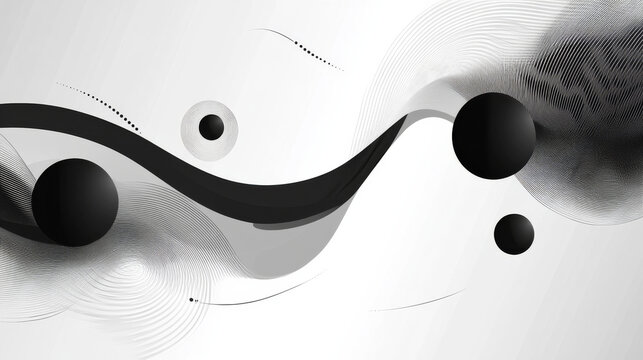 A sleek abstract composition featuring black and gray elements set against a light silver background, designed for modern aesthetics. A vector illustration in EPS 10 format