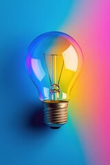 Vintage Lightbulb Against Colorful Backdrop