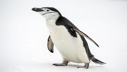 Fototapeta premium Chinstrap Penguin in full view on white studio background
