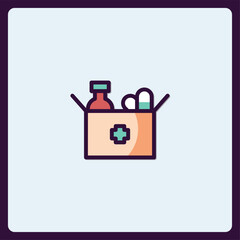 Obraz premium Icon depicting healthcare essentials in a box with medical cross symbol