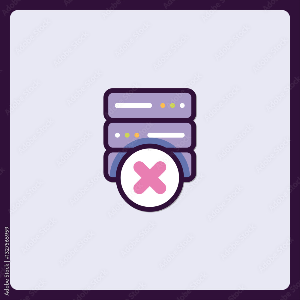 Poster server error icon displaying data storage issue with deletion mark