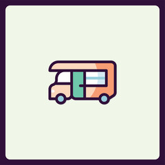 Stylized RV Icon: Vector Illustration for Travel and Adventure Designs