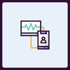 Fototapeta premium Health monitoring icon displaying patient data across connected devices