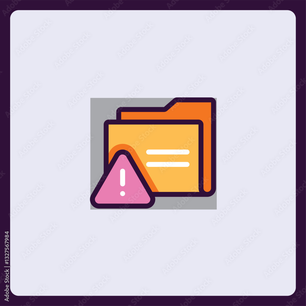 Poster warning alert folder with attention sign: illustrative concept for errors