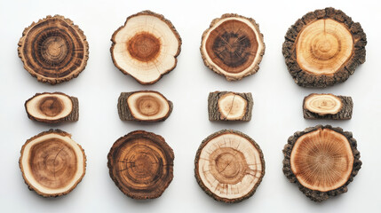 Tree wood slices vector set