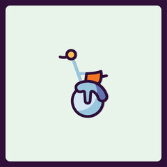 Stylized unicycle icon with abstract elements in a vibrant color palette © Gambar