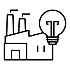 Light bulb with a factory representing industrial automation, smart manufacturing, factory innovation, and production efficiency