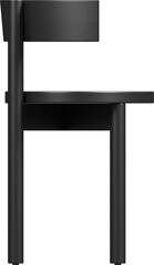 Side view of modern black wooden dining chair