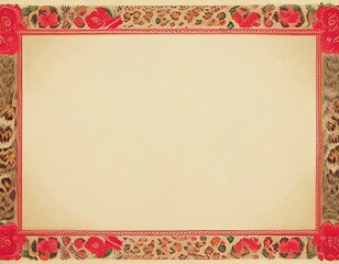 border pattern with delicate flowers and leopard print 