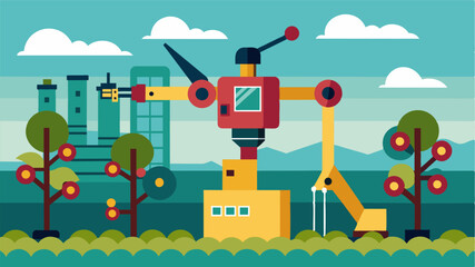 The seamless integration of technology and agriculture is evident in the sophisticated design of robotic vineyard pruners.. Vector illustration