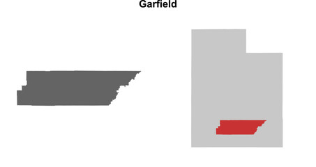 Fototapeta premium Garfield County (Utah) blank outline map set